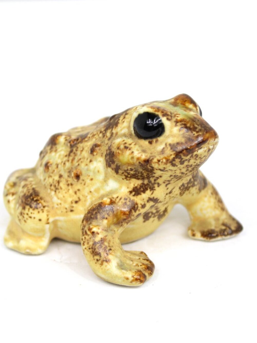 JAPANESE POTTERY FROM SHIGARAKI WARE CERAMIC FROG FIGURINE BLACK EYES MCM VTG